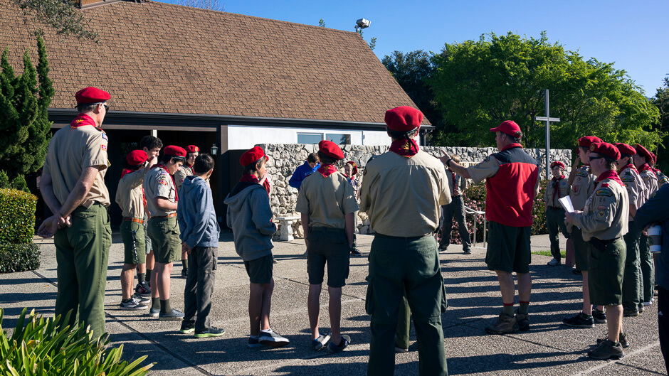 The Scouts of Troop 26 getting ready to collect food donations. © Mike Wong