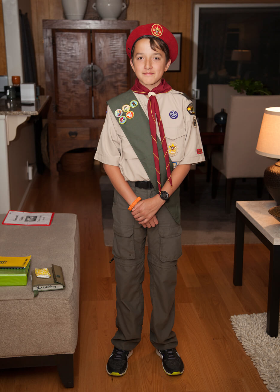Nathan in Boy Scout uniform for the April Court of Honor.